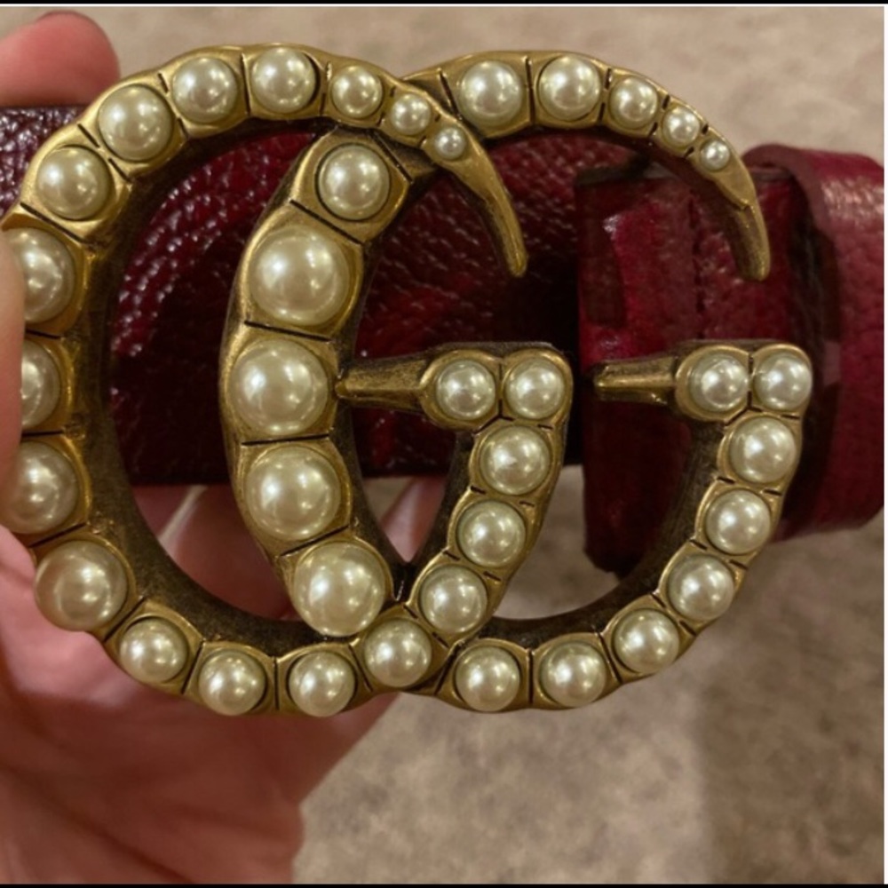 Authentic Red Leather GG Gucci Belt - Picture 3 of 5